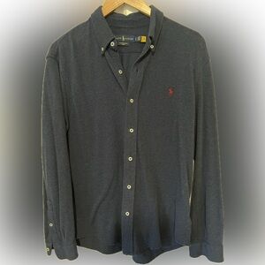 Polo Ralph Lauren Men's Navy “Featherweight Mesh” Casual Button Down Shirt